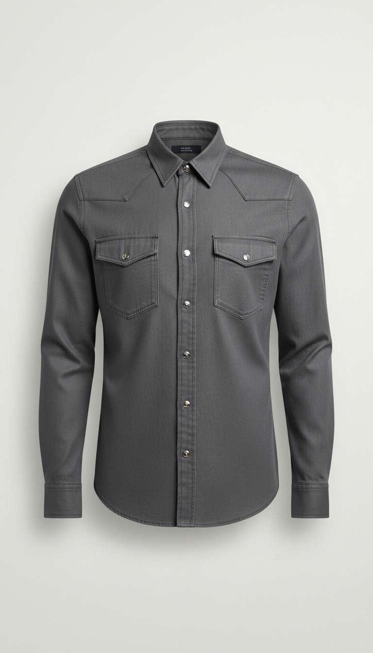 Classic Denim Shirt in Polished Grey