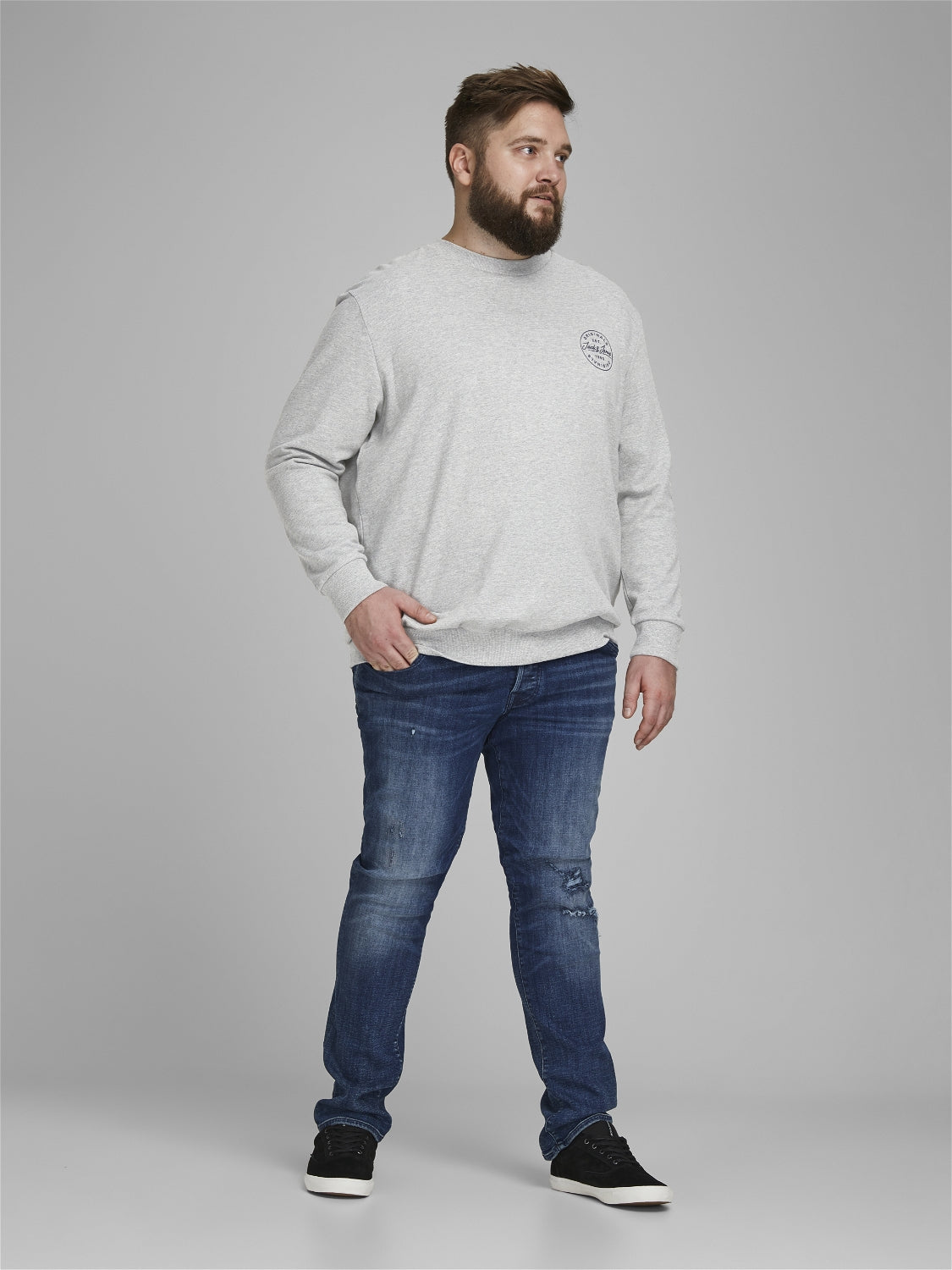 PlusSize JORLANGMORE Sweat - Light Grey Melange