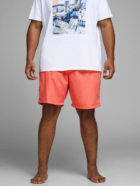 PlusSize JJICALI Swimshorts - Hot Coral