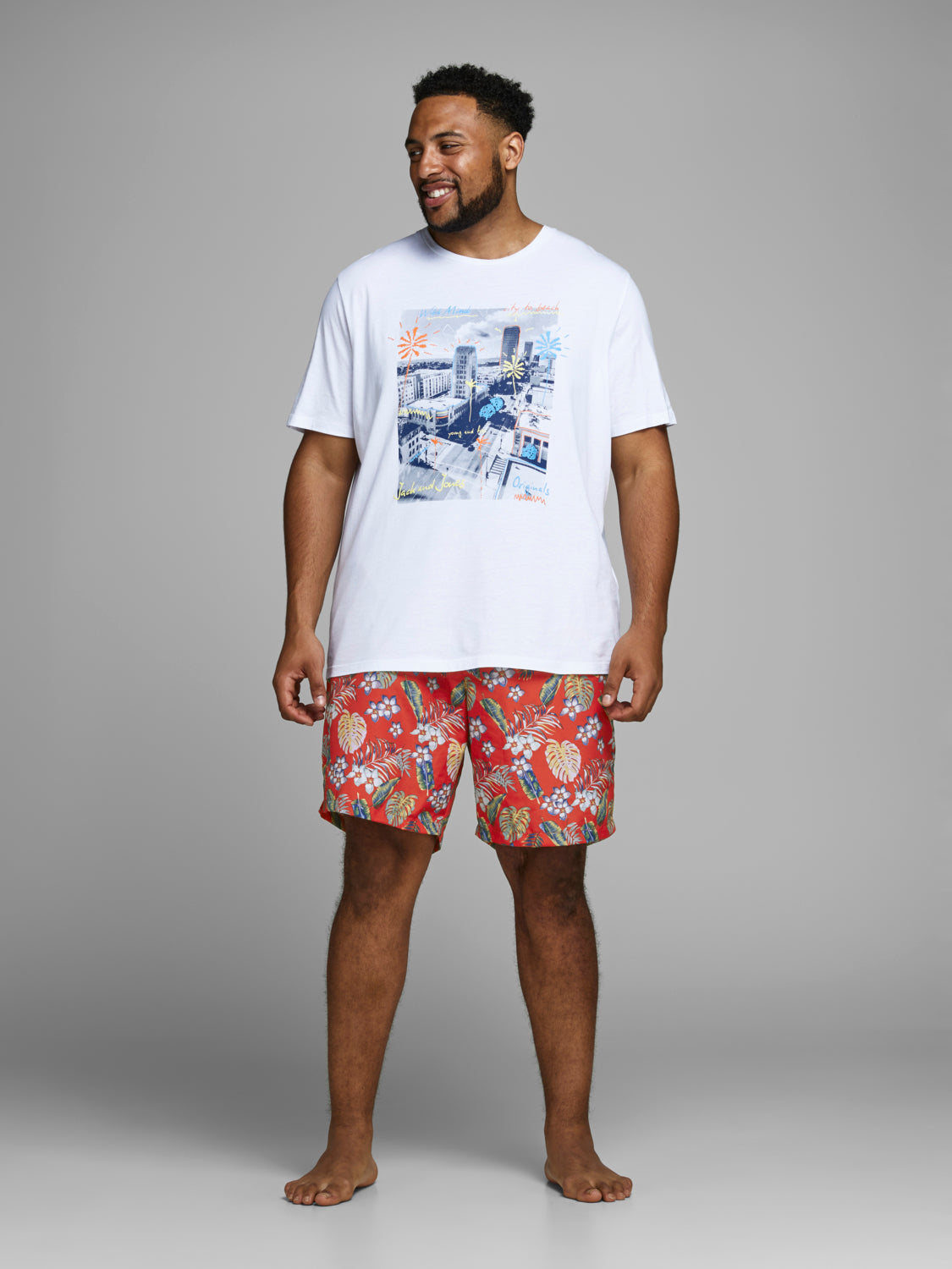 PlusSize JJICALI Swimshorts - Fiery Red