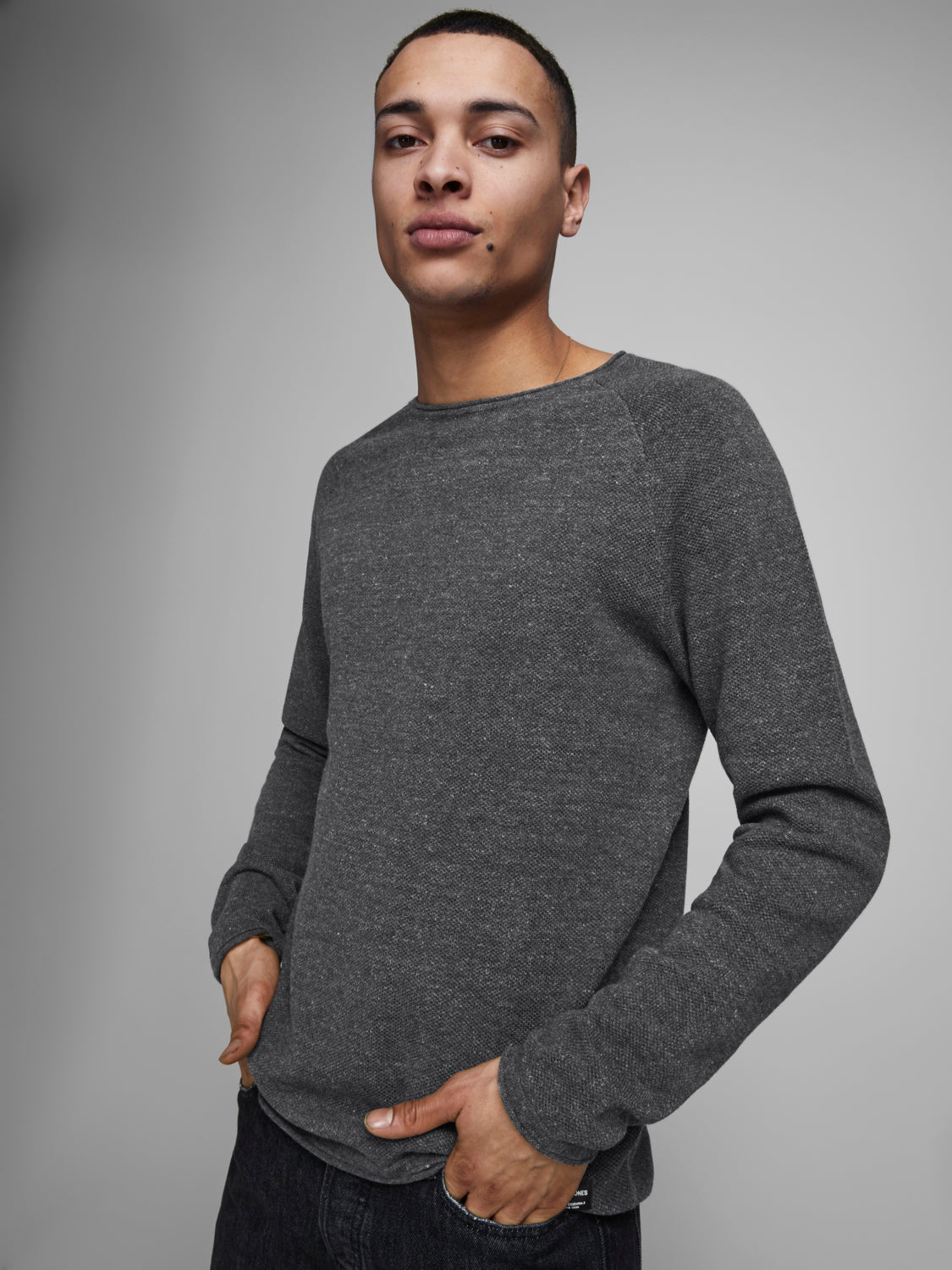 JJEHILL Pullover - dark grey melange
