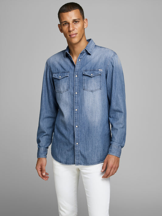 JJESHERIDAN Shirts - medium blue denim