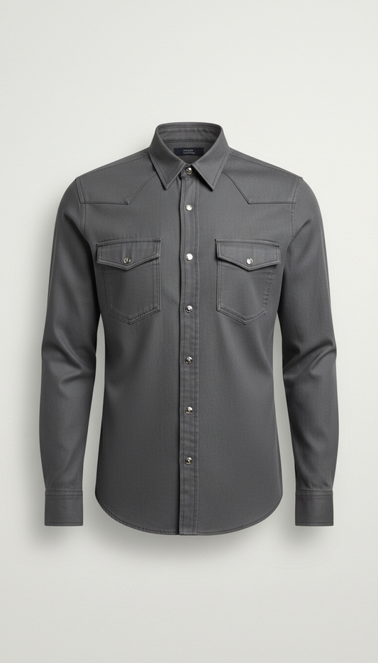 Classic Denim Shirt in Polished Grey