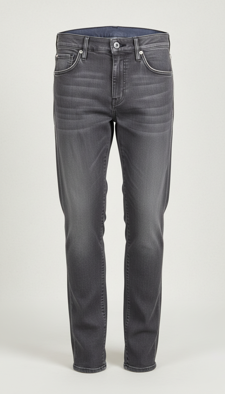 Metallic-Accent Jeans in Pale Silver