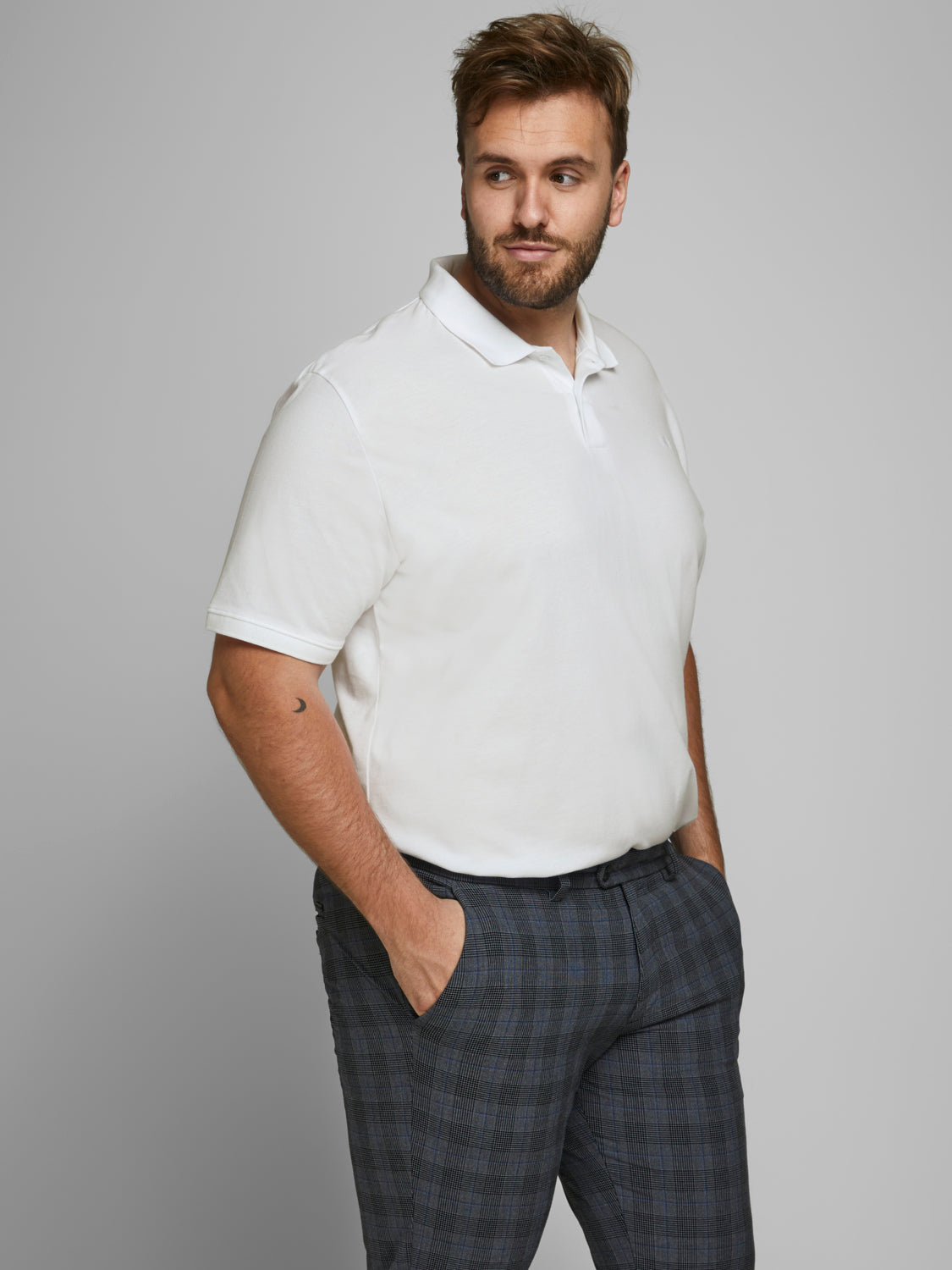 PlusSize JJEBASIC Polo Shirt - White