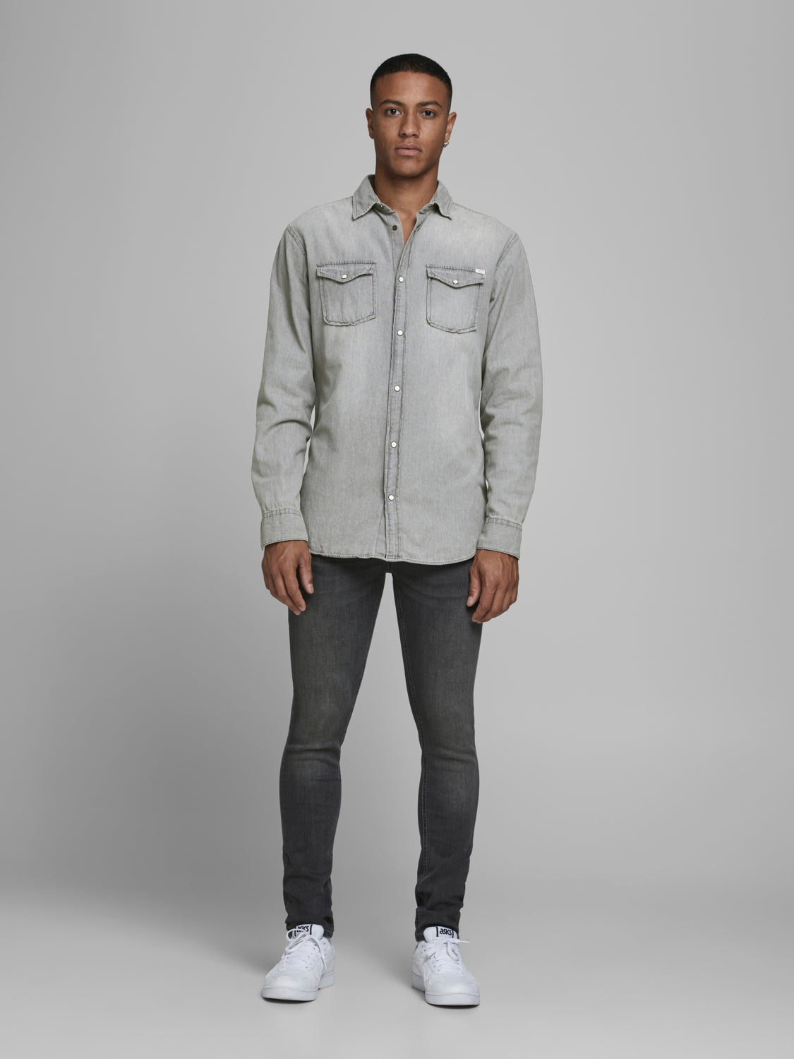 JJESHERIDAN Shirts - light grey denim