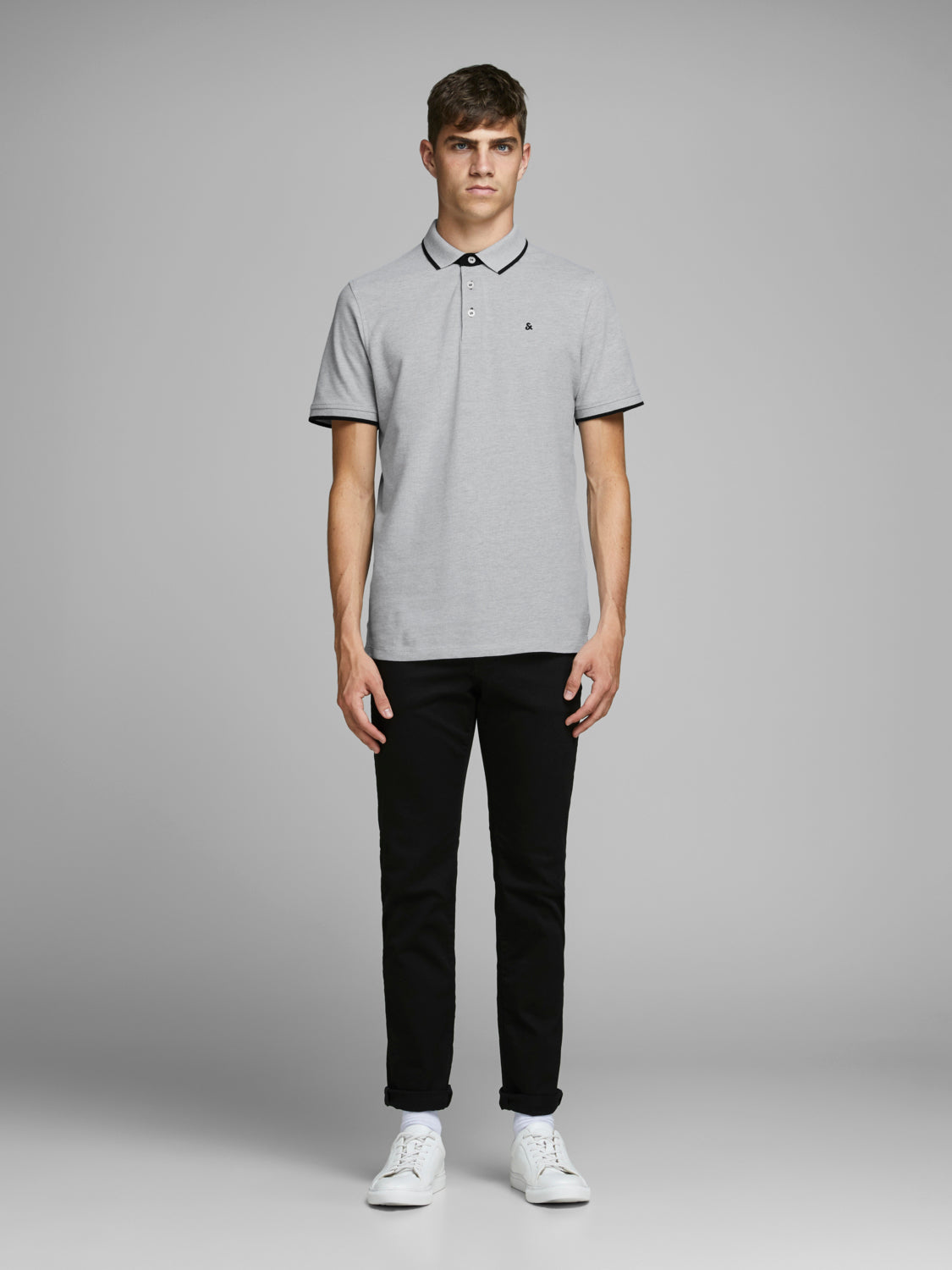 JJEPAULOS Polo Shirt - light grey melange