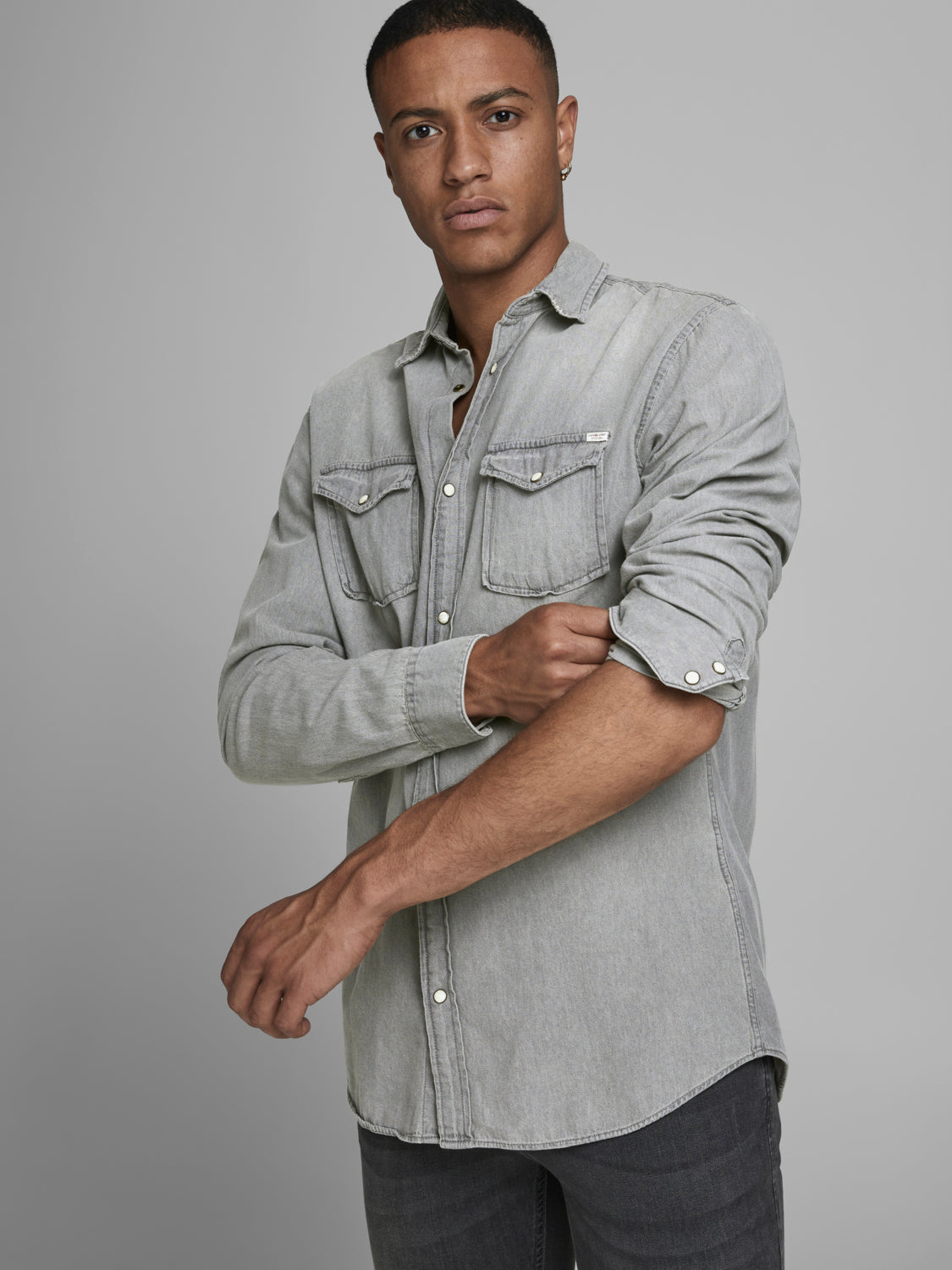 JJESHERIDAN Shirts - light grey denim